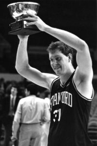 Adam Keefe holds the MVP trophy of the NCAA NIT Tournament. 19 March 1992: Adam Keefe